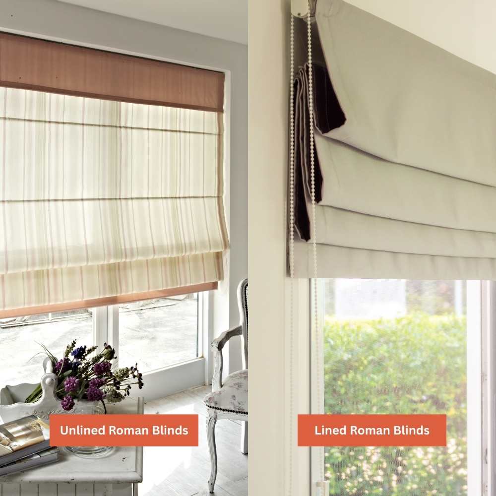 Lined vs Unlined Roman Blinds